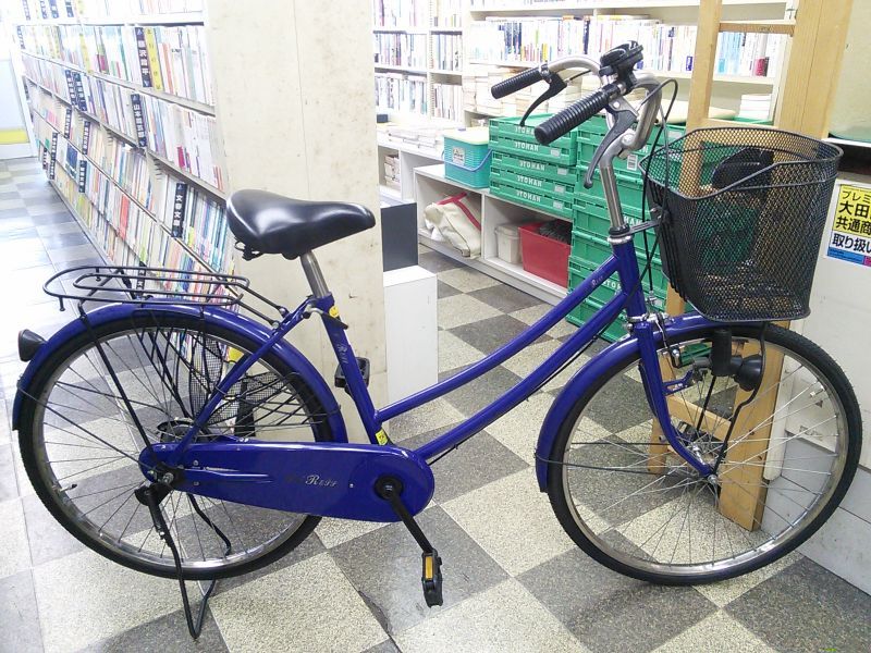 中古自転車〕シティサイクル ママチャリ 24インチ シングル ダークブルー - 古本と中古自転車の現代屋